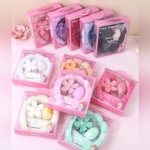 5 Pcs Girls Sponge Spa Headband Wristbands With Large Flower Hair Claw Clip Gift